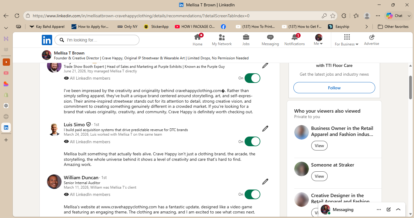 LinkedIn recommendation screenshot for Crave Happy